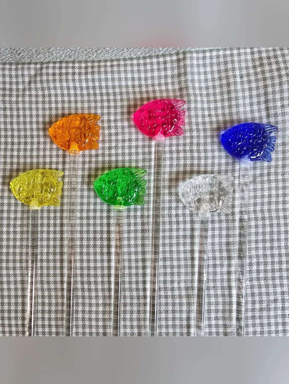 Set Of 6 Multicolor Coastal Fish Stir Sticks